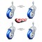 Service Caster 4 Inch Blue Polyurethane Wheel Swivel 3/8 Inch Threaded Stem Caster Set SCC SCC-TS20S414-PPUB-BLUE-381615-4 - alternate 3